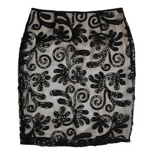 Sienna Sky Black Net Pencil Skirt  Women's S  Sequins  Special Occasion Holiday